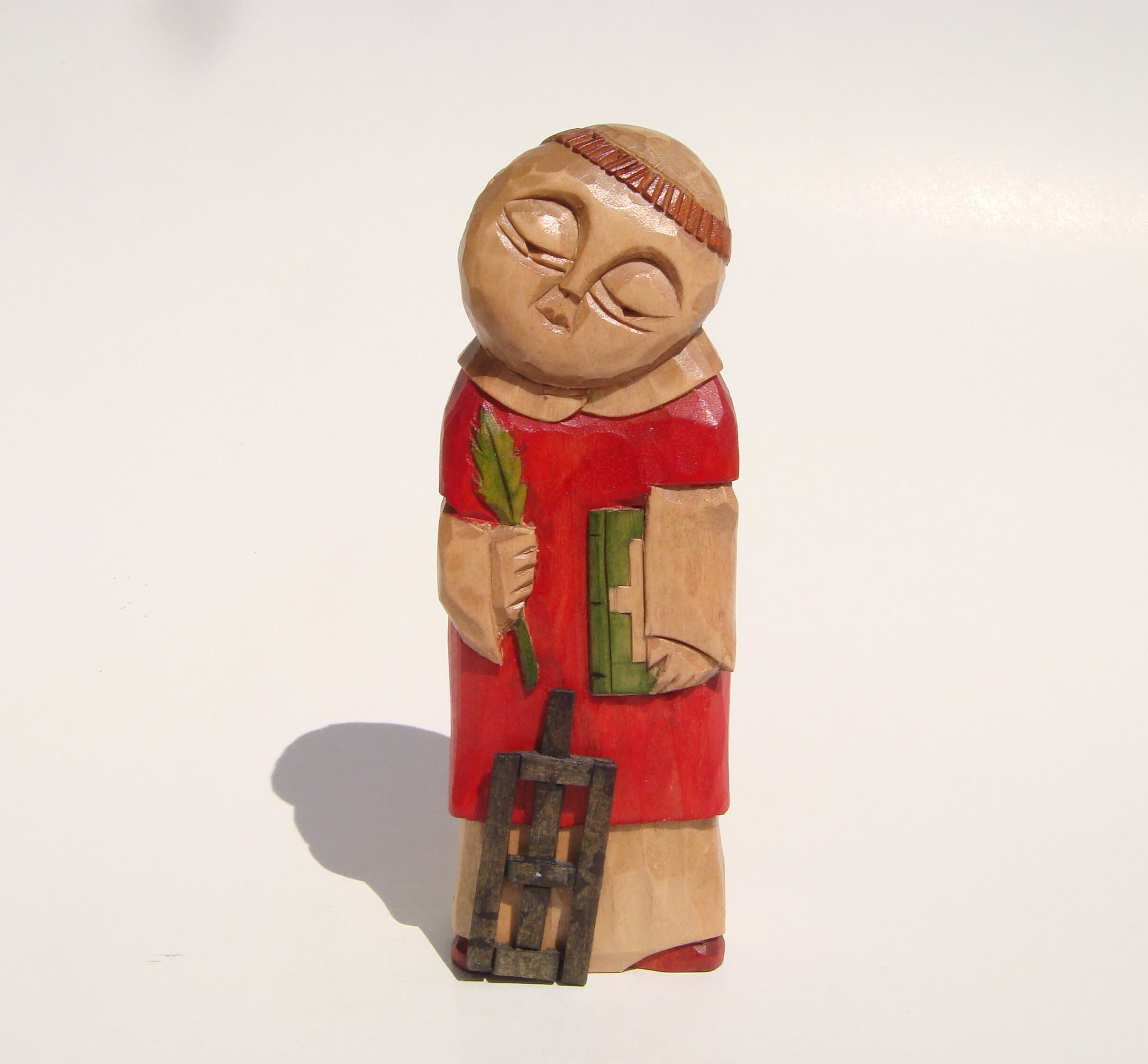 St. LORENZO (St. Lawrence), patron of cooks, firefighters and bakers - handcrafted wooden sculpture