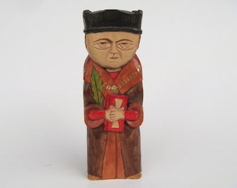 St. THOMAS MOORE, patron of lawyers, chancellor, judge, scholar-handcrafted wooden sculpture