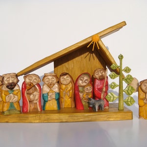 CHRISTMAS CRIB handcrafted wooded construction sculpture