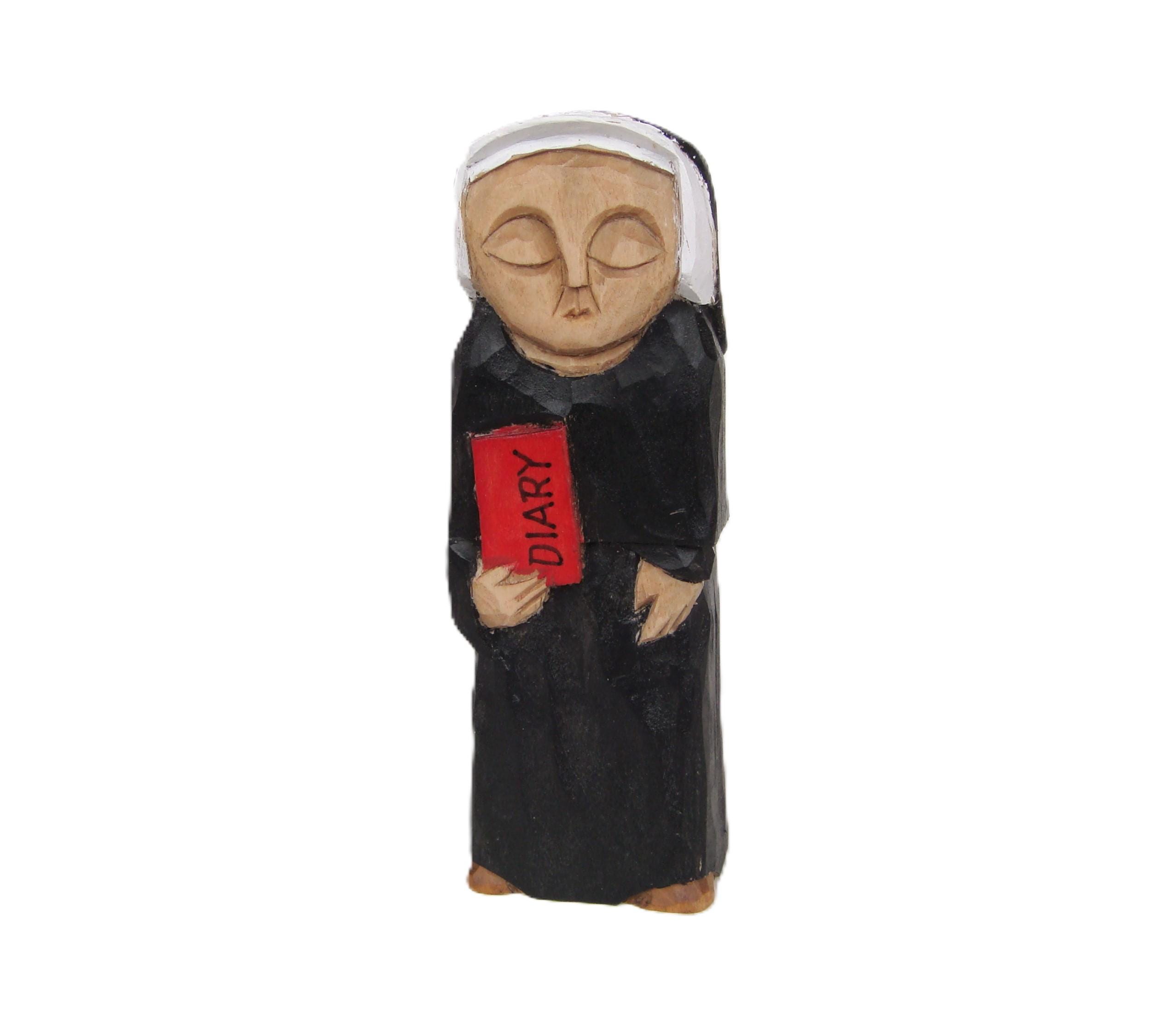St. FAUSTINA KOWALSKA, apostle of Divine Mercy- handcrafted wooden sculpture