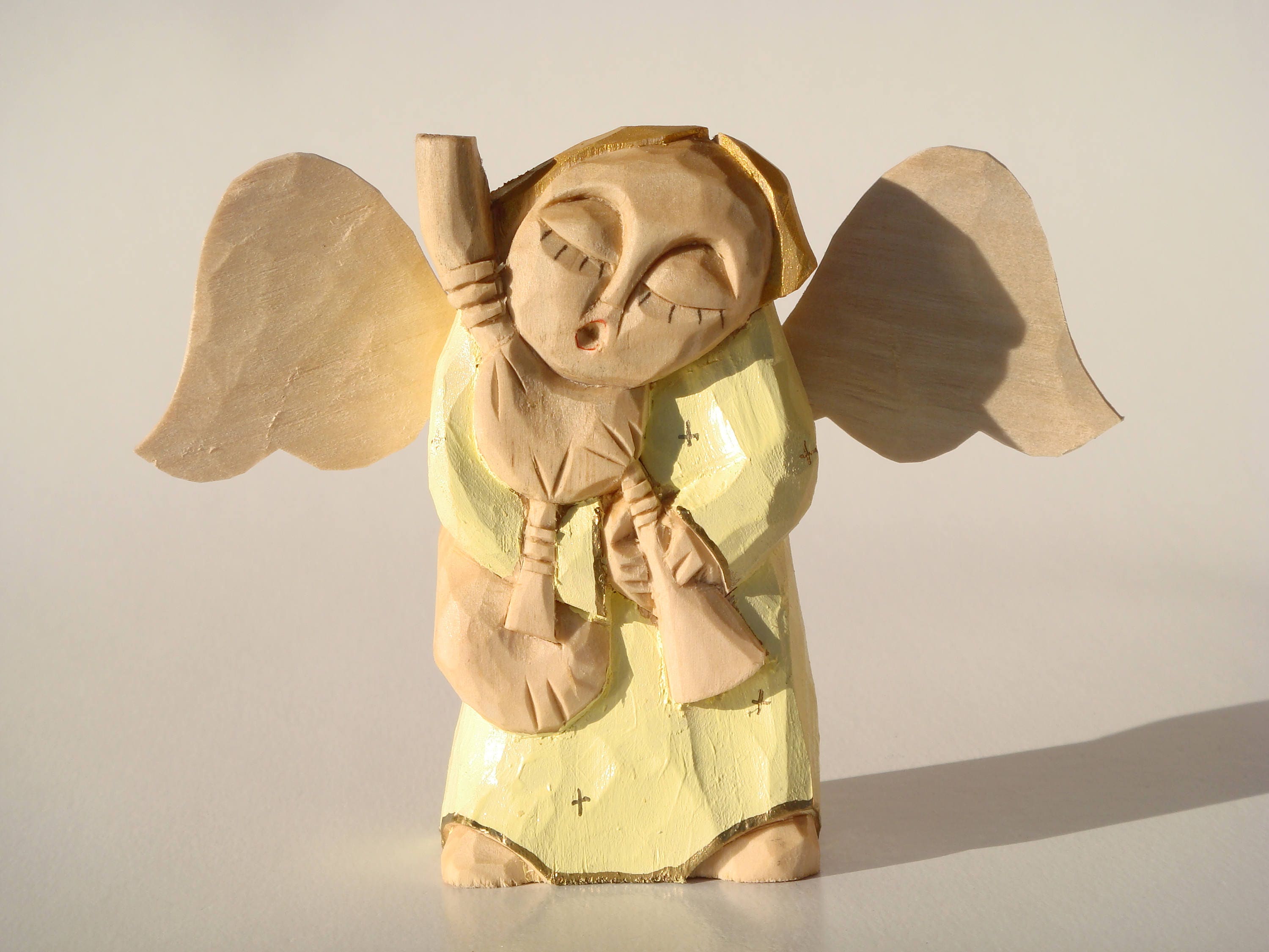 ANGEL Playing the Bagpipes Handcrafted Wooden Sculpture Etsy UK