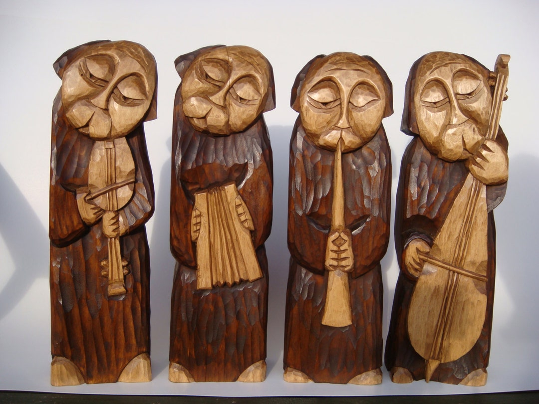BAND of FOUR MUSICIANS Hand-carved Wooden Figures - Etsy