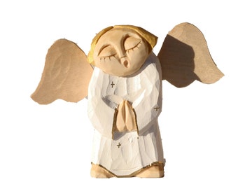 ANGEL SINGING  handcrafted wooden sculpture