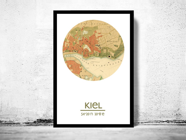 KIEL City Map Poster Print, Travel Prints, Housewarming gift, New Home gift, Living room wall art decor, City Poster Wall Art image 1