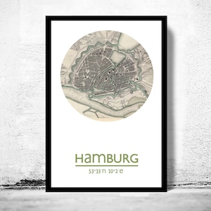 HAMBURG City Map Poster Print, Travel Prints, Housewarming gift, gifts for him, Living room wall art decor, City Poster Wall Art