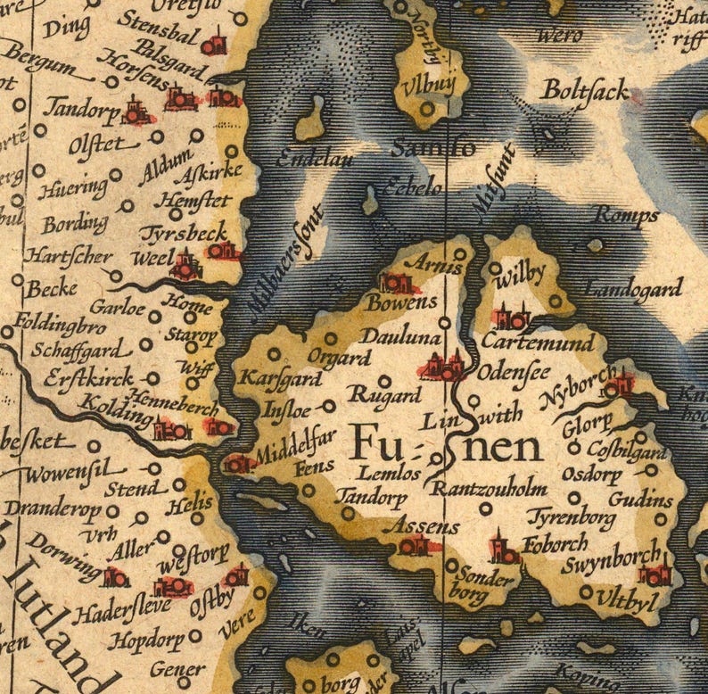Vintage Denmark Map Print | John Speed Kingdom 1627 Wall Art - Etsy