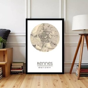 RENNES City Poster, French Travel Art