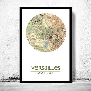 Impression d'affiche de carte de la ville de VERSAILLES, impressions de voyage, cadeau de pendaison de crémaillère, cadeaux pour lui, décoration d'art mural de salon, art mural d'affiche de la ville