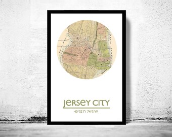 JERSEY CITY City Map Poster Print, Travel Prints, Housewarming gift, gifts for him, Living room wall art decor, City Poster Wall Art