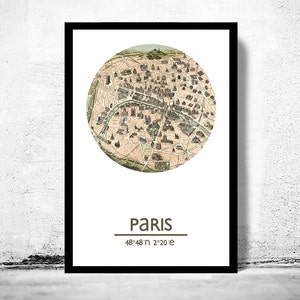 PARIS - Stadt Poster (2) - Stadtplan Poster | Vintage Poster Wand Kunst Druck |