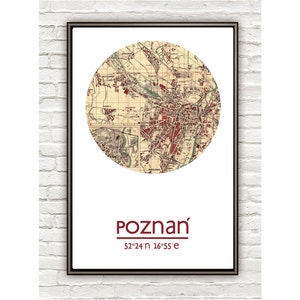 POZNAN City Map Poster Print, Travel Prints, Housewarming gift, New Home gift, Living room wall art decor, City Poster Wall Art image 3