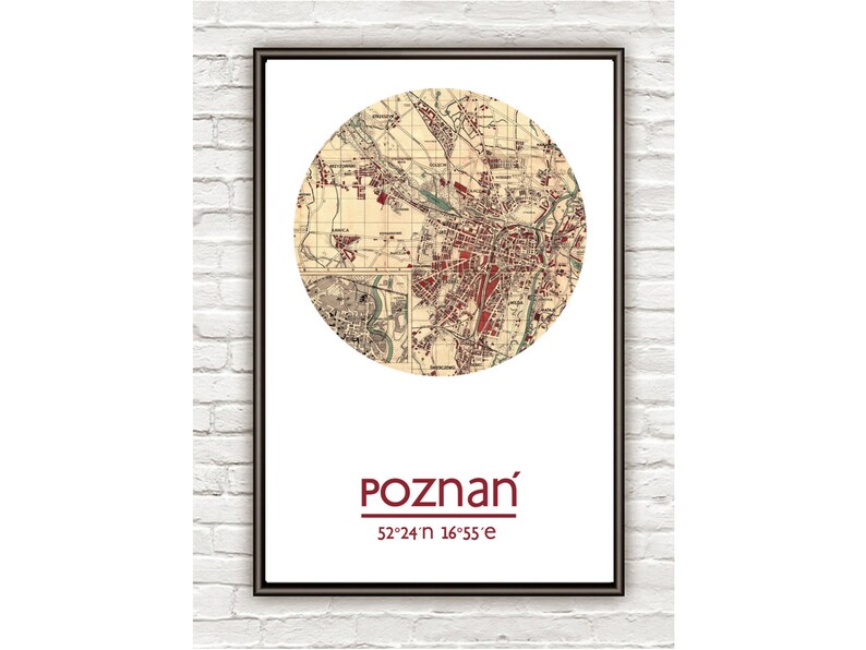 POZNAN City Map Poster Print, Travel Prints, Housewarming gift, New Home gift, Living room wall art decor, City Poster Wall Art image 3