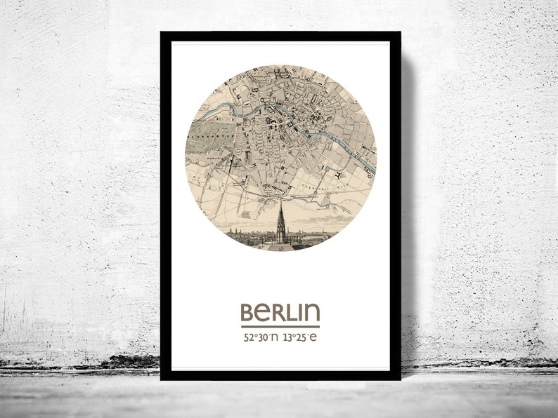 BERLIN City Map Poster Print, Travel Prints, Housewarming gift, New Home gift, Living room wall art decor, City Poster Wall Art image 1