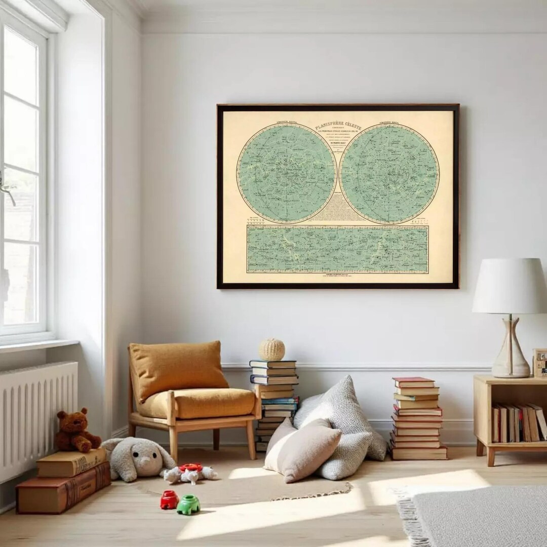 Planisphere Print Vintage Celestial Planisphere Map Print | 1938 Star Chart Wall Art - Etsy