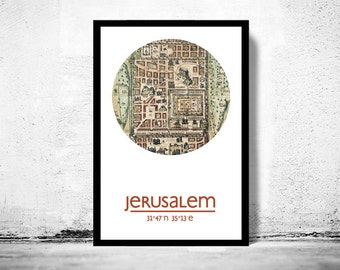 JERUSALEM City Map Poster Print, Travel Prints, Housewarming gift, New Home gift, Living room wall art decor, City Poster Wall Art