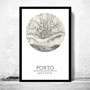 PORTO City Map Poster Print, Travel Prints, Housewarming gift, gifts for him, Living room wall art decor, City Poster Wall Art