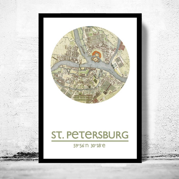 SAINT PETERSBURG City Map Poster Print, Travel Prints, Housewarming gift, New Home gift, Living room wall art decor, City Poster Wall Art