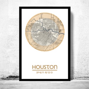HOUSTON (2) City Map Poster Print, Travel Prints, Housewarming gift, gifts for him, Living room wall art decor, City Poster Wall Art