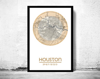 HOUSTON (2) City Map Poster Print, Travel Prints, Housewarming gift, New Home gift, Living room wall art decor, City Poster Wall Art