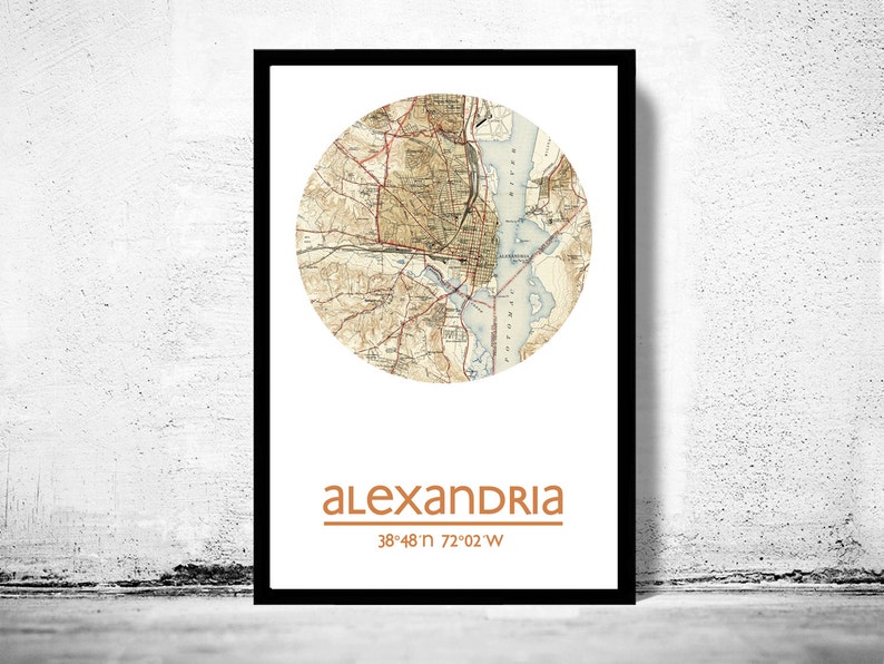 ALEXANDRIA VA City Map Poster Print, Travel Prints, Housewarming gift, New Home gift, Living room wall art decor, City Poster Wall Art image 1