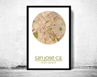 SAN JOSE CA City Map Poster Print, Travel Prints, Housewarming gift, New Home gift, Living room wall art decor, City Poster Wall Art