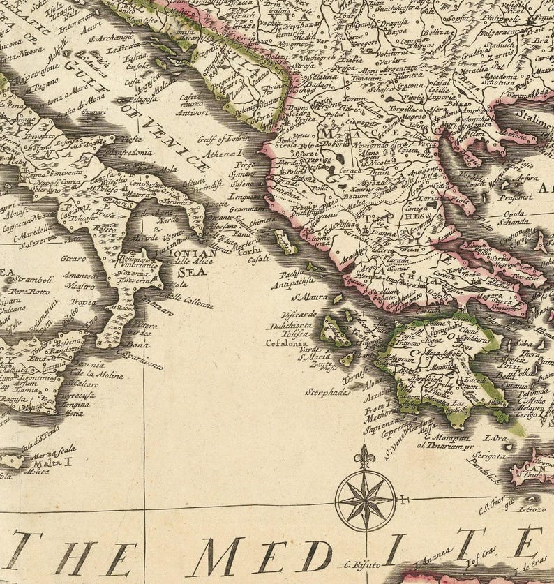 1741 Vintage Europe Map | Antique Style Gravure Art Print - Etsy