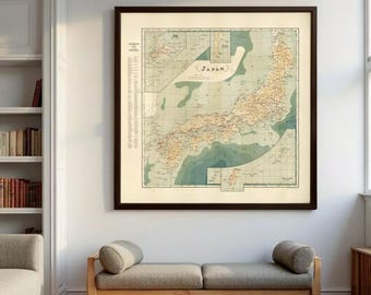 印刷可能な日本の地図、1950年代の魅力的な地図、工芸品、デジタル