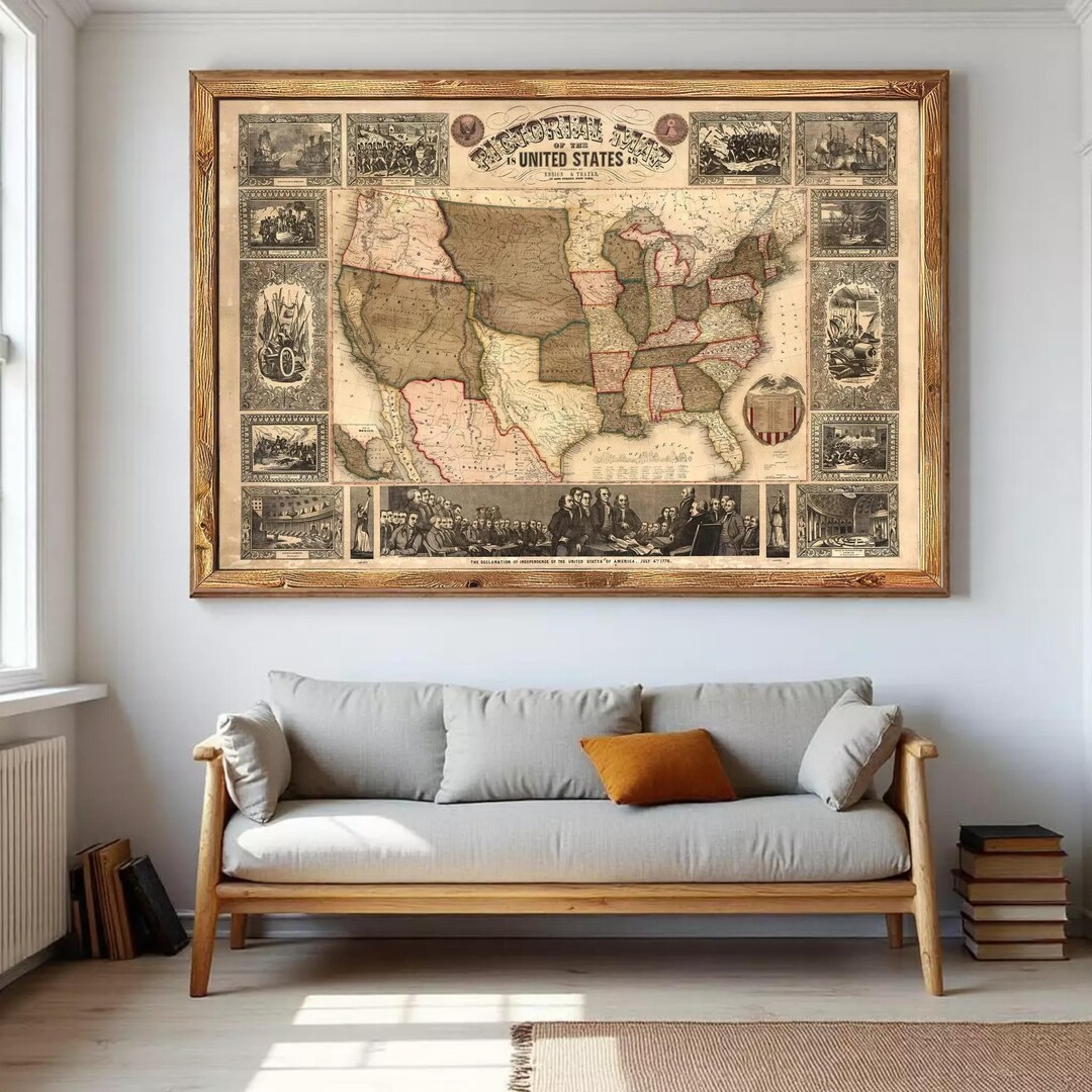 Old Map of United States of America 1849 USA Vintage Map | Wall Map ...