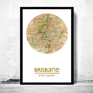 BRISBANE City Map Poster Print, Travel Prints, Housewarming gift, New Home gift, Living room wall art decor, City Poster Wall Art