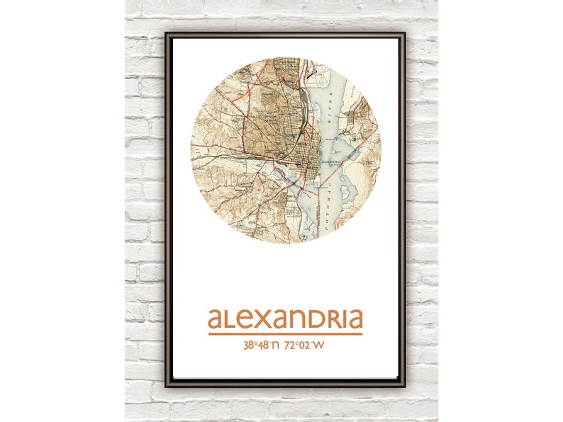 ALEXANDRIA VA City Map Poster Print, Travel Prints, Housewarming gift, New Home gift, Living room wall art decor, City Poster Wall Art image 3