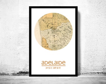 ADELAIDE City Map Poster Print, Travel Prints, Housewarming gift, New Home gift, Living room wall art decor, City Poster Wall Art