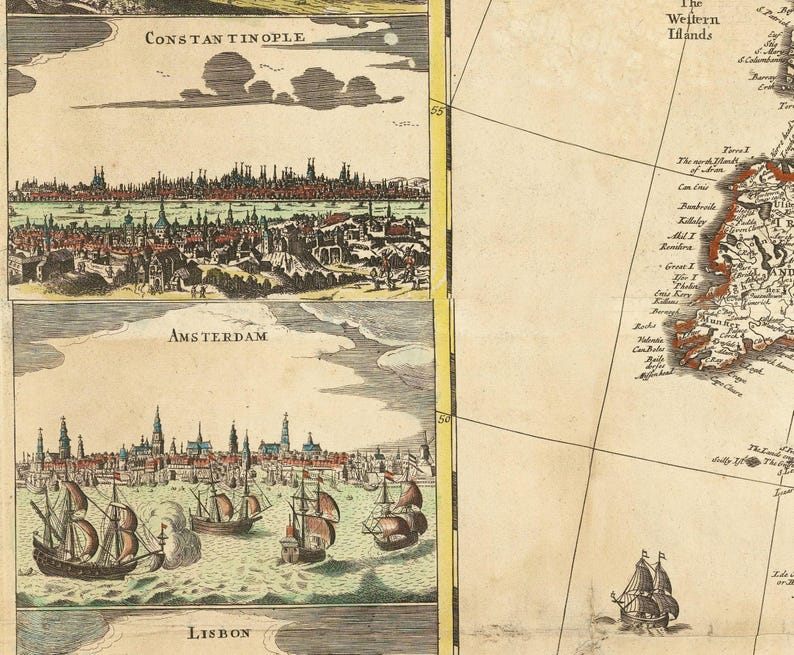 1741 Vintage Europe Map | Antique Style Gravure Art Print - Etsy