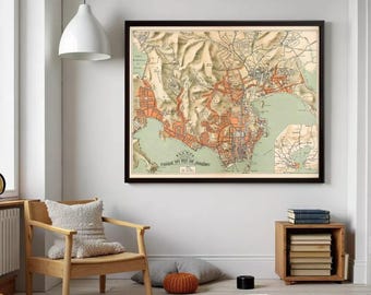 Vintage 1904 Rio de Janeiro Map Print | Brazil Wall Art