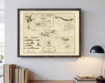 Antique Azores Islands Map Print | 1787 Portuguese Wall Art