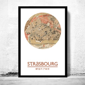 STRASBOURG City Map Poster Print, Travel Prints, Housewarming gift, gifts for him, Living room wall art decor, City Poster Wall Art