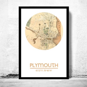 PLYMOUTH MA City Map Poster Print, Travel Prints, Housewarming gift, gifts for him, Living room wall art decor, City Poster Wall Art