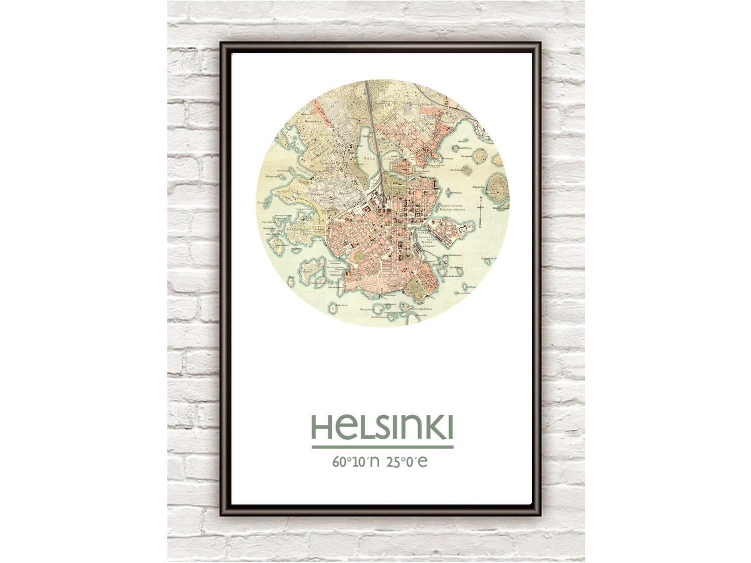 HELSINKI City Poster City Map Poster Print Vintage Etsy