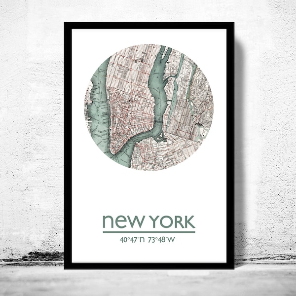 NEW YORK City Map Poster Print, Travel Prints, Housewarming gift, New Home gift, Living room wall art decor, City Poster Wall Art