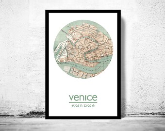 VENICE City Map Poster Print, Travel Prints, Housewarming gift, New Home gift, Living room wall art decor, City Poster Wall Art