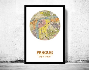 PRAGUE City Map Poster Print, Travel Prints, Housewarming gift, New Home gift, Living room wall art decor, City Poster Wall Art