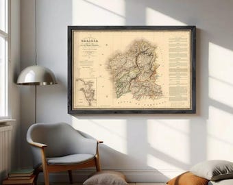 Vintage Map of Galicia 1837, Spain | Antique Wall Art Print