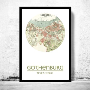 GOTHENBURG City Map Poster Print, Travel Prints, Housewarming gift, gifts for him, Living room wall art decor, City Poster Wall Art