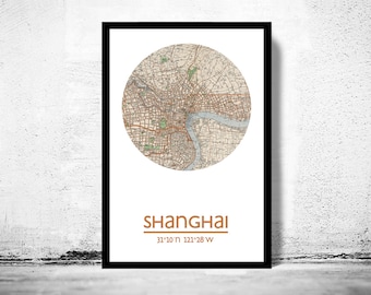 SHANGHAI City Map Poster Print, Travel Prints, Housewarming gift, New Home gift, Living room wall art decor, City Poster Wall Art