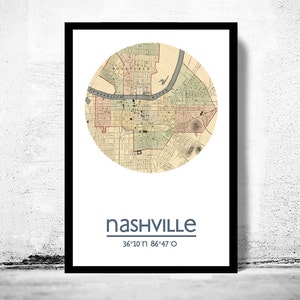 NASHVILLE City Map Poster Print, Travel Prints, Housewarming gift, gifts for him, Living room wall art decor, City Poster Wall Art