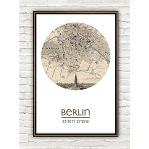 BERLIN City Map Poster Print, Travel Prints, Housewarming gift, New Home gift, Living room wall art decor, City Poster Wall Art image 3