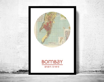 BOMBAY (2) City Map Poster Print, Travel Prints, Housewarming gift, New Home gift, Living room wall art decor, City Poster Wall Art