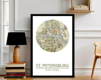 Saint Petersburg City Poster, Lithorealistic Paper