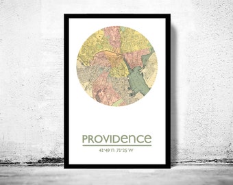 PROVIDENCE City Map Poster Print, Travel Prints, Housewarming gift, New Home gift, Living room wall art decor, City Poster Wall Art