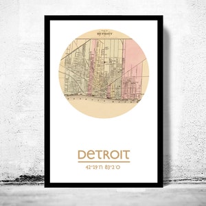 DETROIT City Map Poster Print, Travel Prints, Housewarming gift, gifts for him, Living room wall art decor, City Poster Wall Art