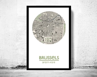 BRUSSELS City Map Poster Print, Travel Prints, Housewarming gift, New Home gift, Living room wall art decor, City Poster Wall Art